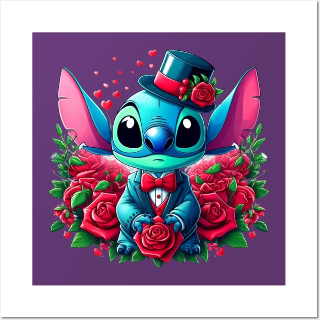 Valentines Day Stitch, Stitch Love Wall Art by BukovskyART